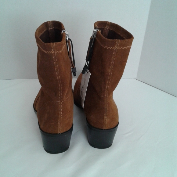 Zara Heeled Suede Leather Ankle Boots Brown Block Heel Size 40 NWT - Picture 7 of 16